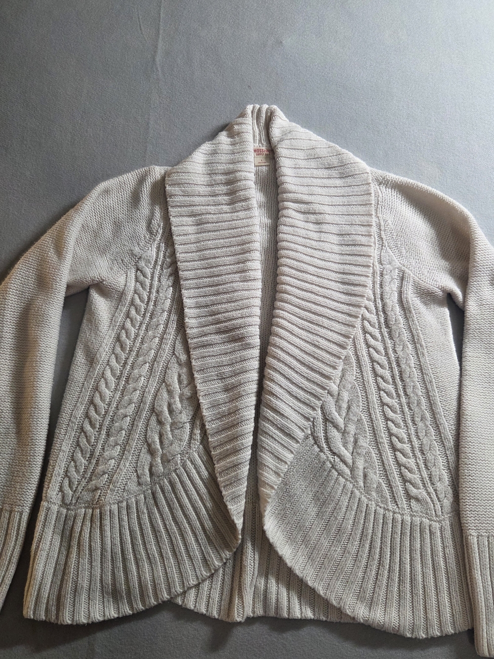 Mossimo Supply Co. Cream Cable Knit Shawl Collar Cardigan